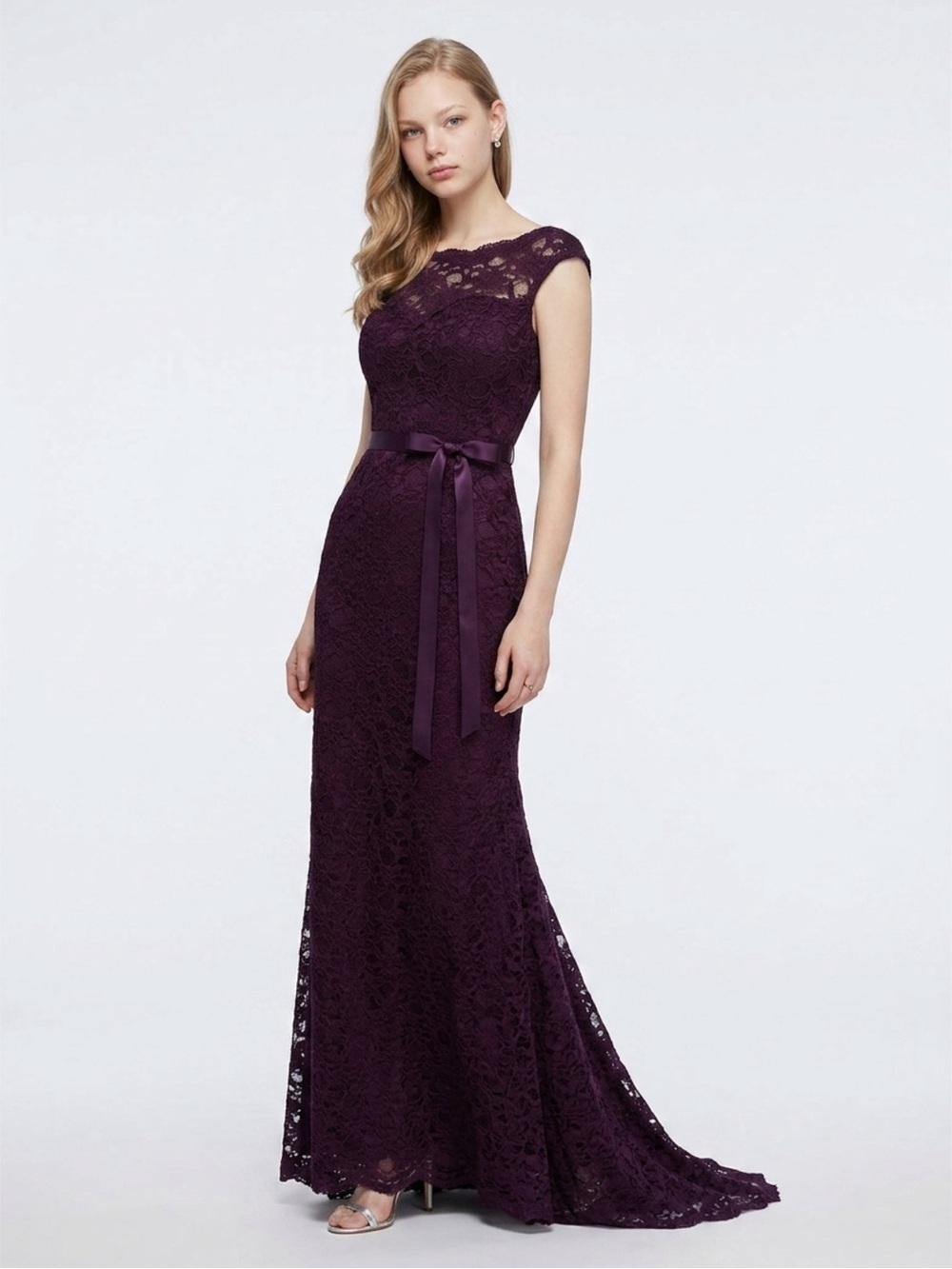 Elegant Purple Lace Evening Gown